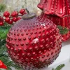 6" Round Hobnail Ruby Mercury Glass Ornament