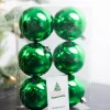 3.1” Shiny Holly Green Shatterproof Ornaments - Set of 6