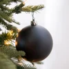 3.9” Shiny/Matte Black Shatterproof Ornaments - Set of 4