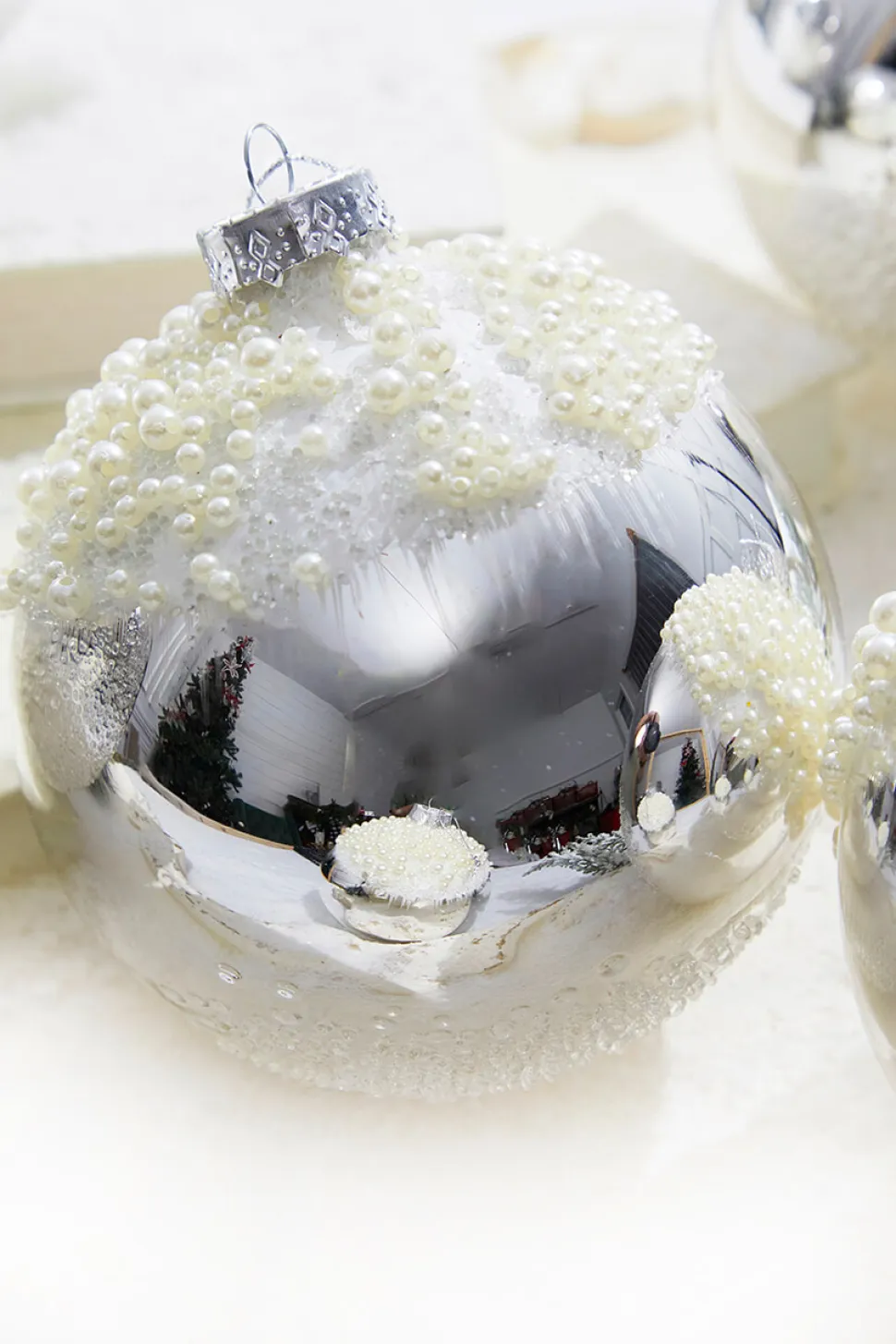 5" Silver Christmas Ball Ornament - Set of 6
