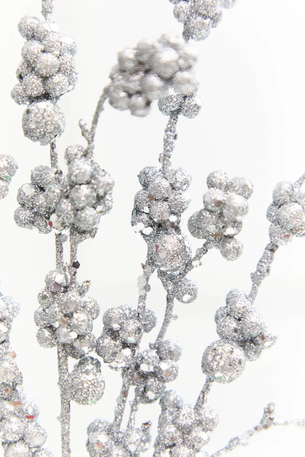 26" Silver Glitter Berries Spray