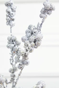 18” Silver Glitter Dew Berry Spray
