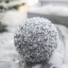 4” Silver Ice & Sequin Ball Ornament