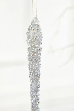 10" Silver Icicle Glass Ornament