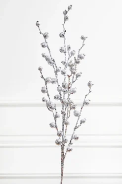 30” Silver Pomegranate Glitter Spray
