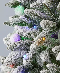 6' Slim Snow Kissed Pine Tree with 200 Multicolor LED Lights