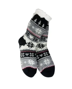 Snowflake, Tree & Heart Knit Thermal Slipper Socks with Non-Slip Grippers