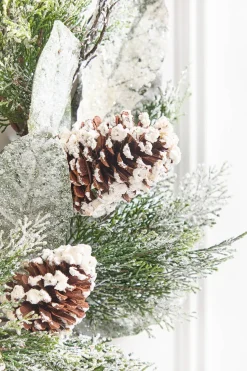 22" Snowy Pinecone & Magnolia Wreath