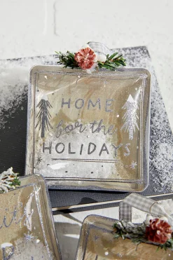 4" Square Text Glass Ornament