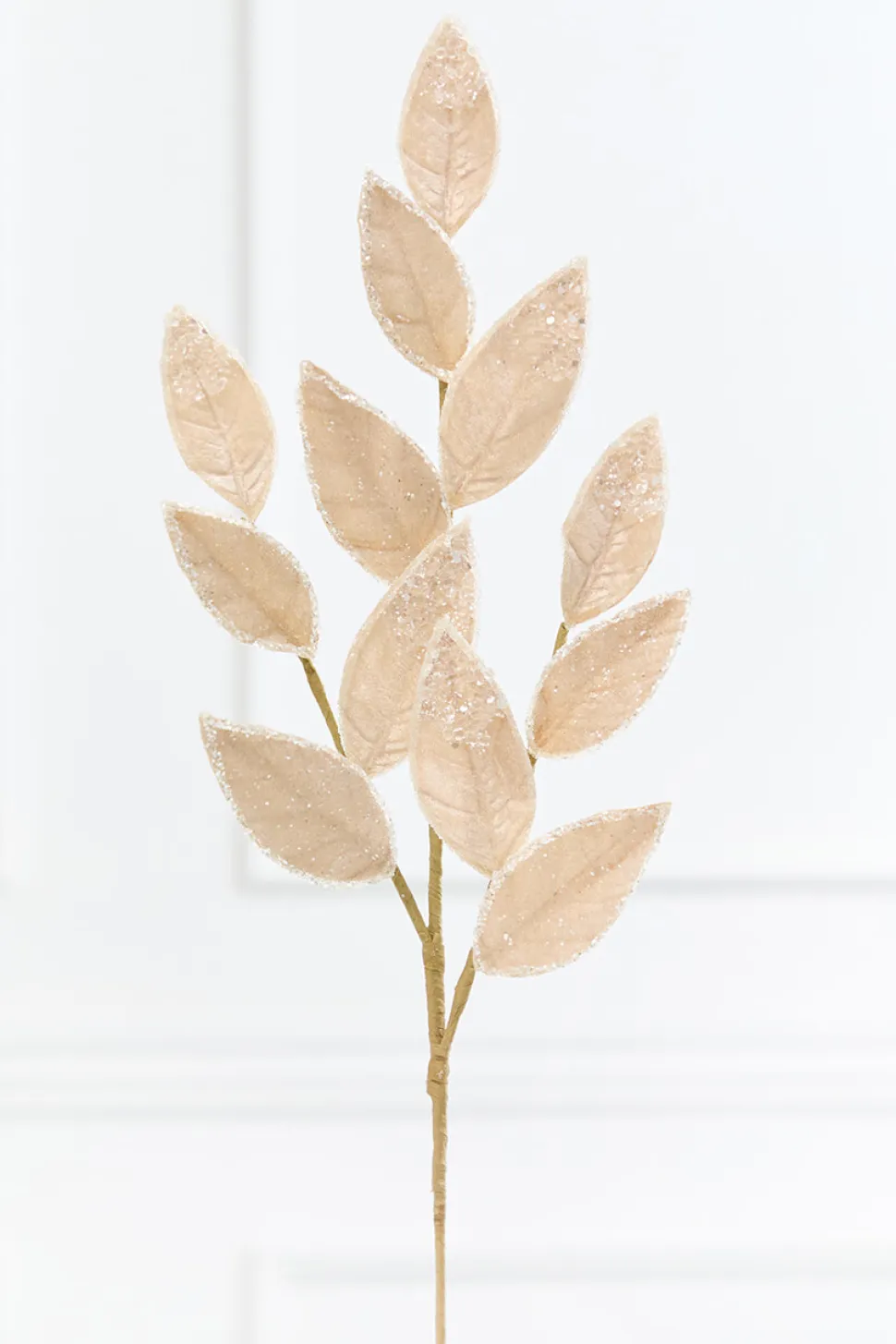 28" Taupe Iced Leaves Spray
