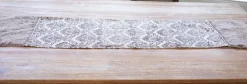 Taupe Printed Velvet with Fur Trim Table Runner (15"x72")