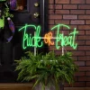 26" Trick Or Treat Lit Neon Metal Yard Stake