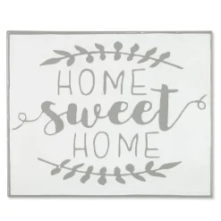 19" White and Grey Metal Enamel Wall Decor