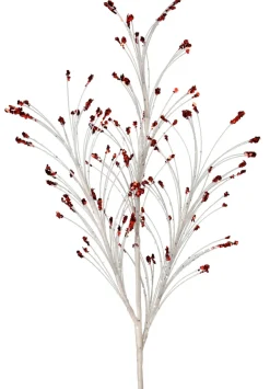 36” White and Red Glitter Grass Spray