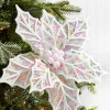 22" White Confetti Poinsettia Stem