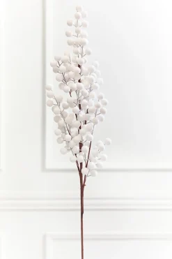 33" White Flocked Berry Spray