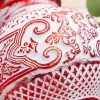 10" White Red Matte Metallic Finial Ornament