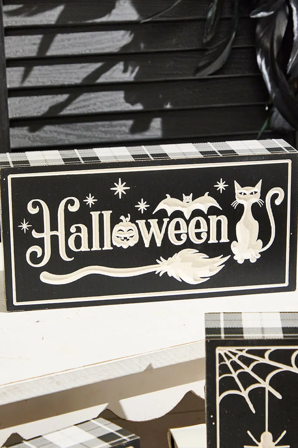 7.8" Wood Halloween Design Engraved Block