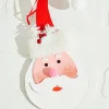 10" Wood Santa With Bell Ornament