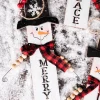 11.8” Wood Snowman with Buffalo Check Plaid Scarf Ornament