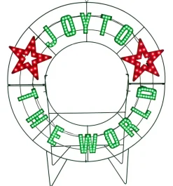 40" Wreath - Joy to the World with Stars with 223 Lights