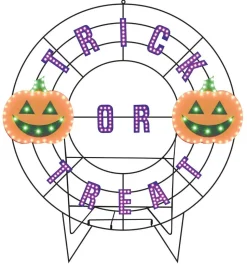 40" Wreath - Trick or Treat with Jack O'Lanterns with 239 Lights