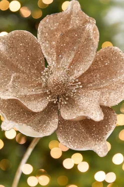 22" x 9.5" Champagne Glitter Magnolia Stem