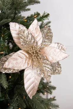 24” x 12" Champagne Glitter Poinsettia