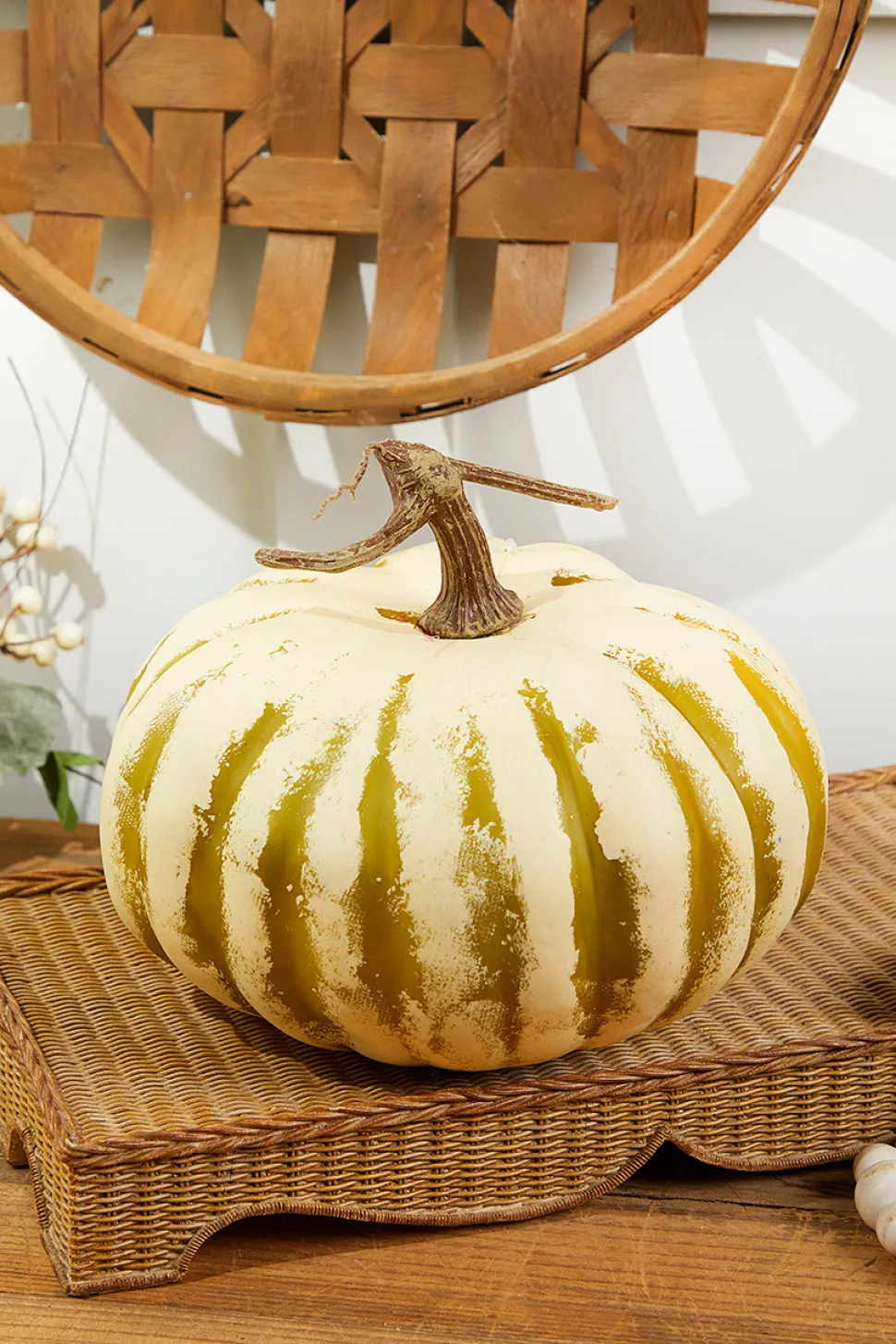 9" x 5" Creme/Green Latex Harvest Pumpkin Vine