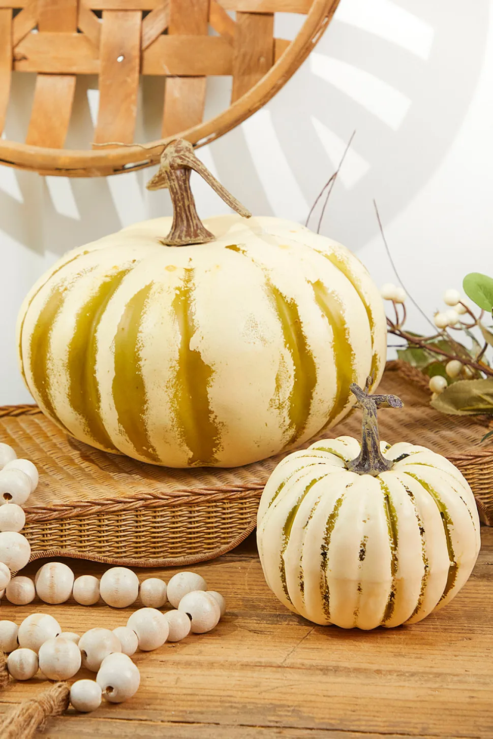 9" x 5" Creme/Green Latex Harvest Pumpkin Vine