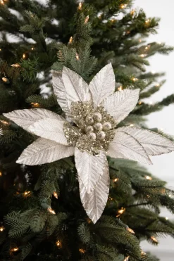 22” x 13" Metallic Bead Poinsettia Stem