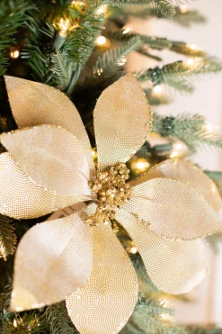 24” x 12" Metallic Mirror Fabric Poinsettia Stem