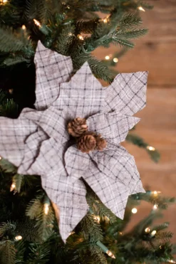18” x 13" Plaid Poinsettia Stem