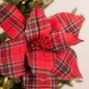 22” x 13” Plaid Poinsettia Stem Red