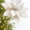 21" x 10.5" Platinum Glitter Poinsettia Stem