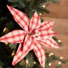 22” x 12.5" Red/Natural Check Poinsettia Stem