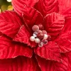 19" x 15" Red Velvet Jewel Poinsettia Stem