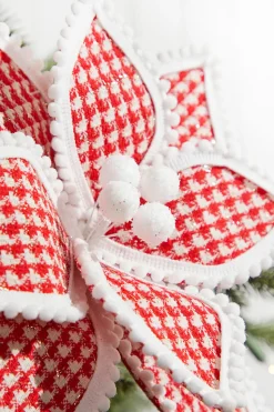 19" x 12" Red & White Polka Dot Poinsettia Stem