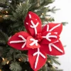 22” x 12" Red/White Snowflake Poinsettia Stem