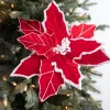 22” x 13" Red/White Velvet Glitter Poinsettia