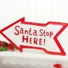 17" x 9" Santa Stop Here Metal Sign