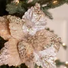 19” x 12.5" Sequin Glitter Sheer Poinsettia Stem