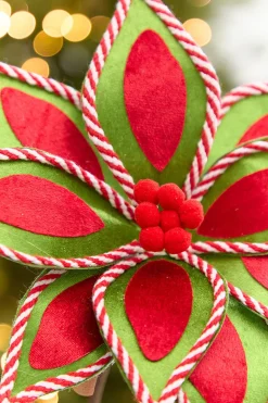 20" x 11.5" Whimsical Red & Green Poinsettia Stem