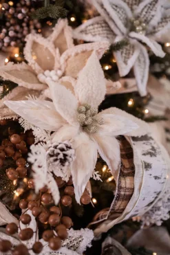 24” x 13.5" Woolly/Fur Poinsettia Stem