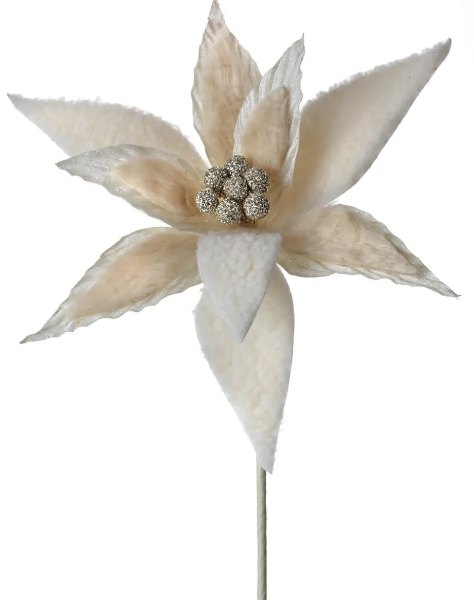 24” x 13.5" Woolly/Fur Poinsettia Stem