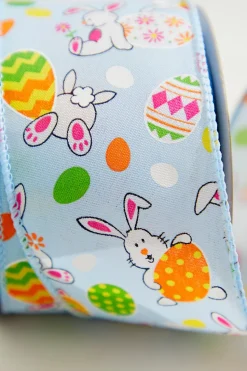 2.5" x 10 Yard Blue Bunny Eggs Ribbon