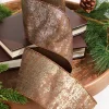 4" x 5 Yard Brown Jacquard Dupioni Ribbon