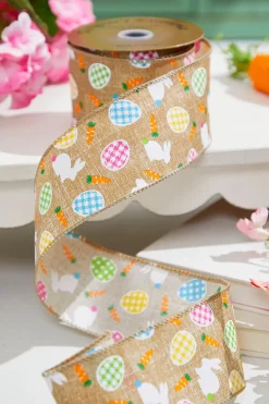 2.5" x 10 Yard Dark Canvas Rabbit Eggs Ribbon