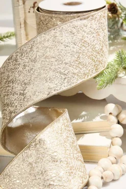 4" x 5 Yard Foil Print Velvet Metallic Back Ribbon