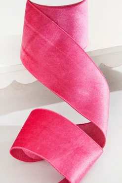 4" x 10 Yard Fuchsia Pink Velvet Wired Ribbon